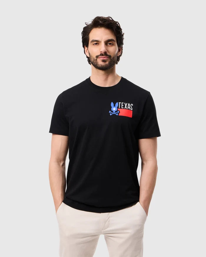 Male model wearing men's pima cotton texas city tee