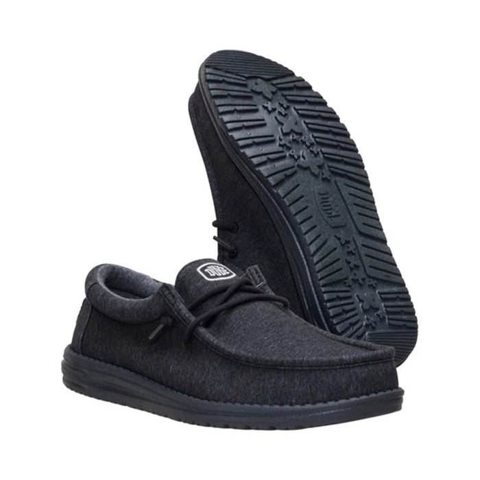 hey dude Men's Wally Stretch Jersey Shoes in Black