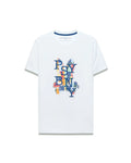 Mens Wes Graphic Tee, white classic fit soft jersey t-shirt with a large central pixelated PSYBNY graphic in blue, orange, red, and green, featuring a small Psycho Bunny logo.