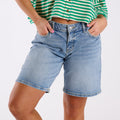 Mid Rise Comfort Medium Wash Bermuda Shorts