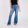 Mid Rise Raw Cut Medium Wash Jeans