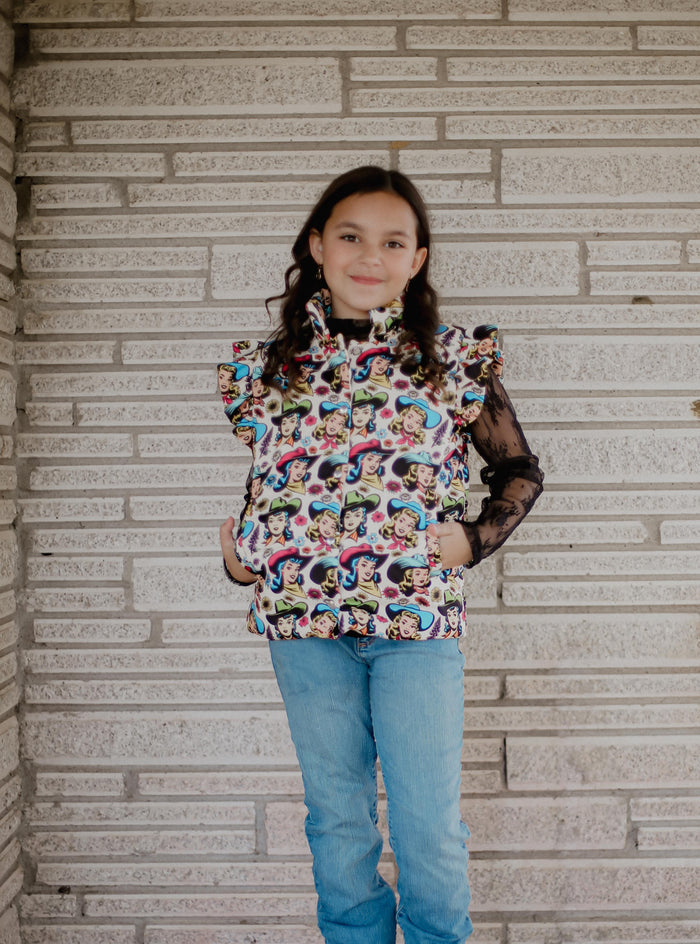 Mint Cowgirl - Toddler - Ruffle Vest