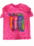 Short sleeve pink tee with multicolor horse design