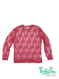 Long sleeve neon pink lace top for layering