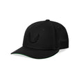 flatlay New Era 59Fifty Low Profile Hat in black with wings logo, angled view