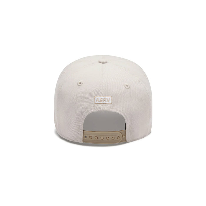 flatlay New Era 9Forty A-Frame Hat in stone and tan, back view