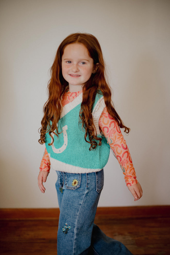 Orange Horseshoe - Youth LS Mesh Top