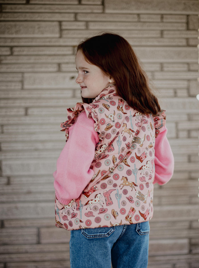 Pink Boot - Toddler Ruffle Vest - The Twisted Filly