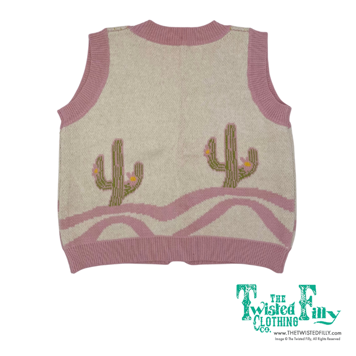 Pink Cactus - Youth Sweater Vest Cardigan