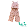 Pink and white checkered outfit with matching top and pants on a white background, branded 'The Twisted Filly'.