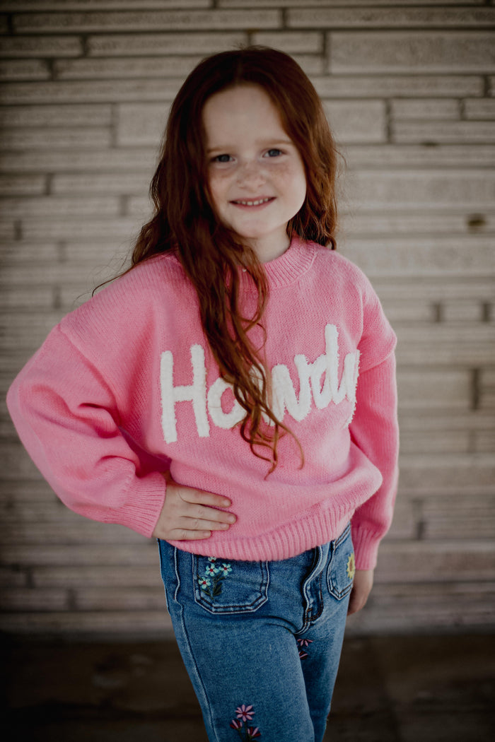 Pink Howdy Upper Case - Infant Sweater