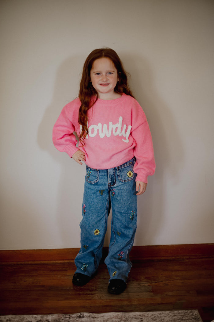 Pink Howdy Upper Case - Youth Sweater