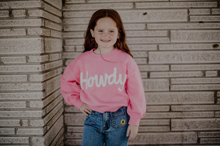 Pink Howdy Upper Case - Youth Sweater