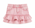 Pink Vintage Wash - Toddler Light Weight Denim Ruffled Jean Skort