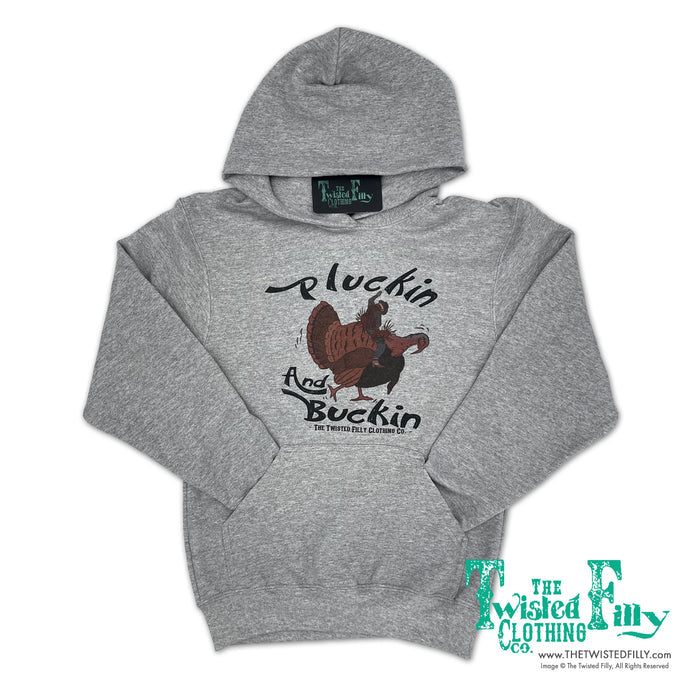 Pluckin and Buckin Turkey Bronc COWBOY - Toddler Hoodie - Gray