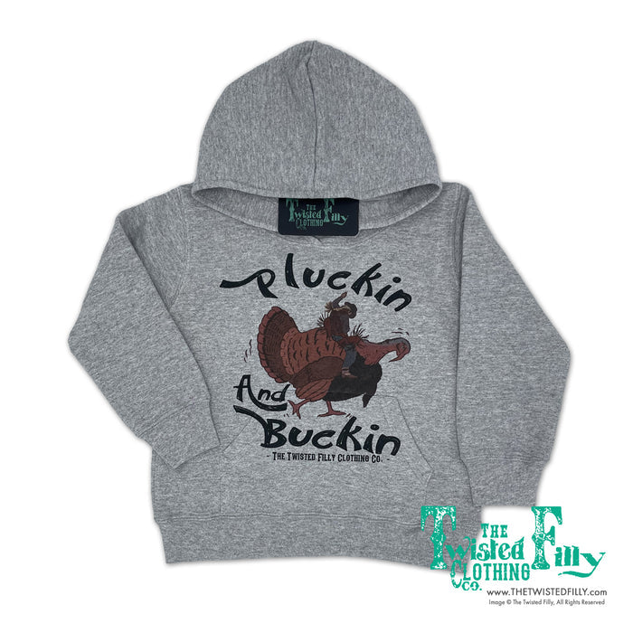 Pluckin and Buckin Turkey Bronc COWGIRL - Toddler Hoodie - Gray