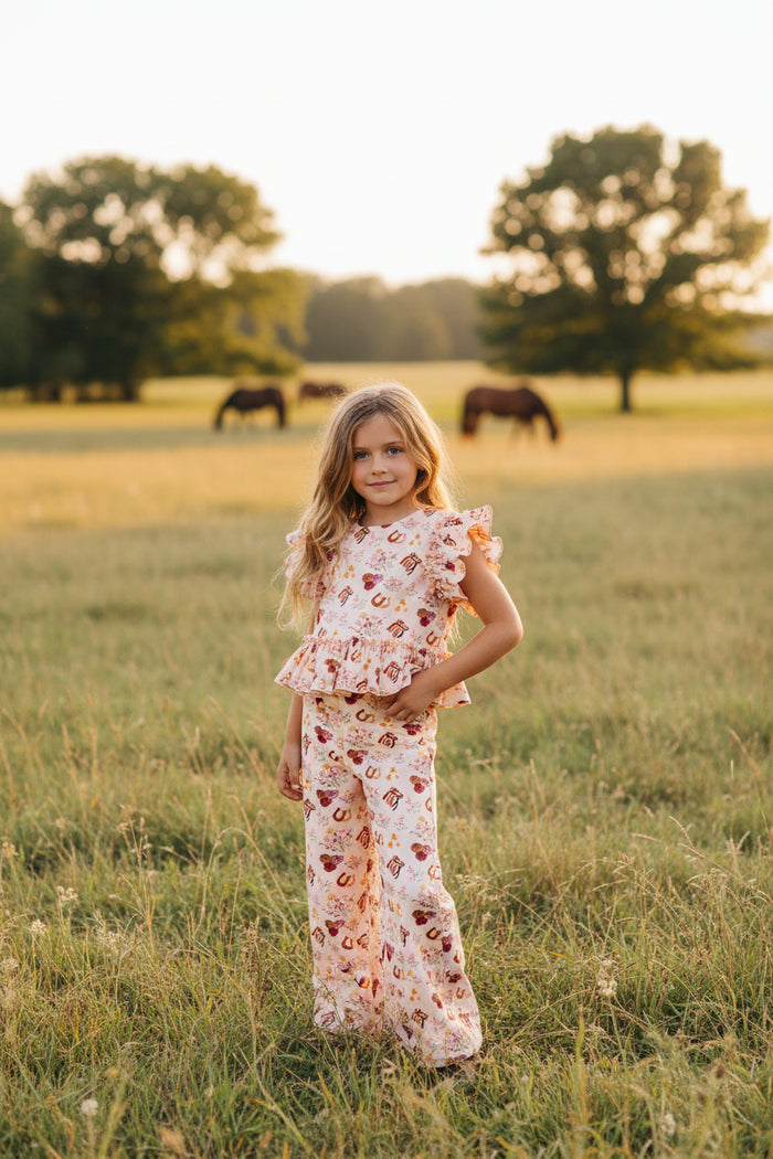 Pony Floral - Toddler Ruffle Pant Set