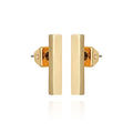 Vince Camuto Rectangle Bar Stud Earrings feature a shiny, polished gold finish—ideal for everyday wear—displayed against a white background.