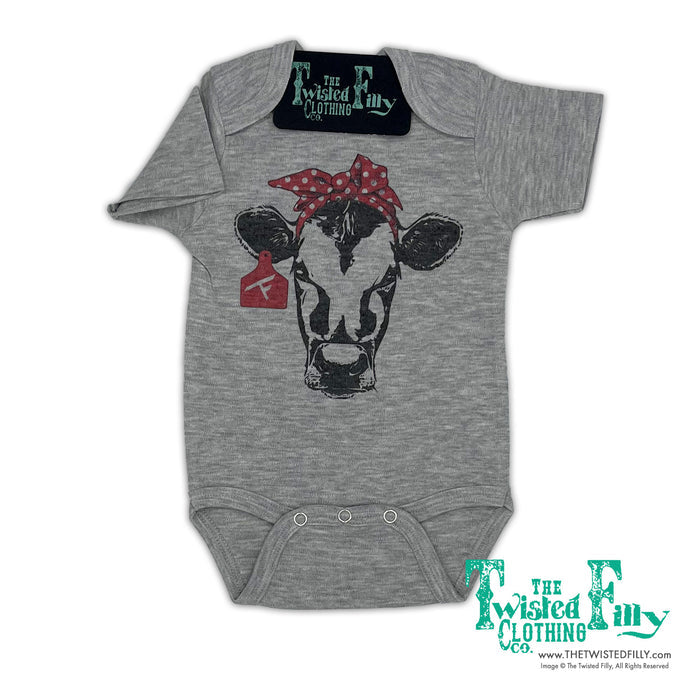 Red Bandana Calf - S/S Infant One Piece - Gray