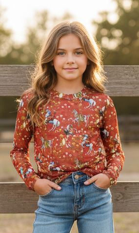 Red Cowboy - Infant Mesh LS Top