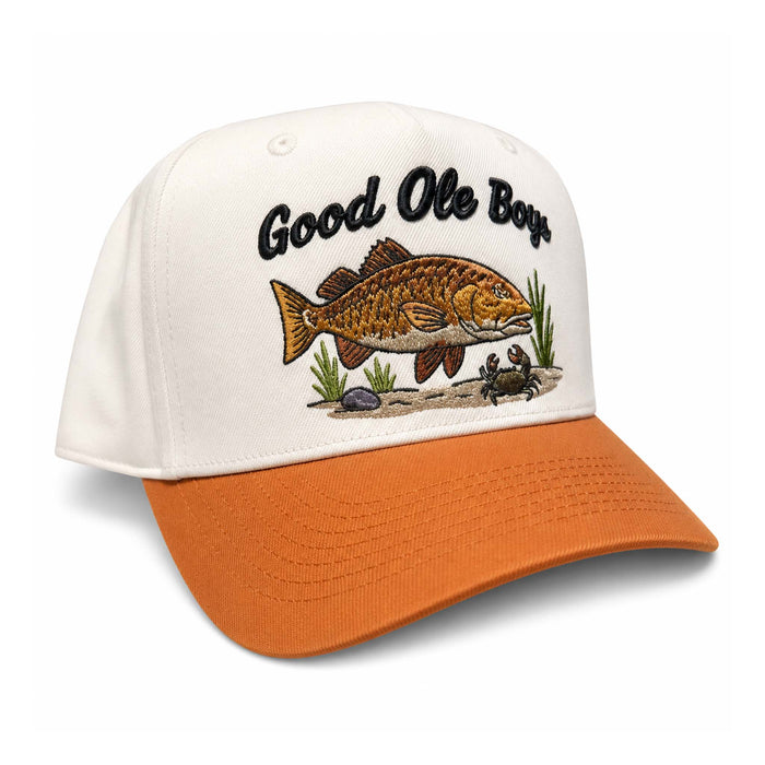 Red Fish Puffed Embroidery Hat