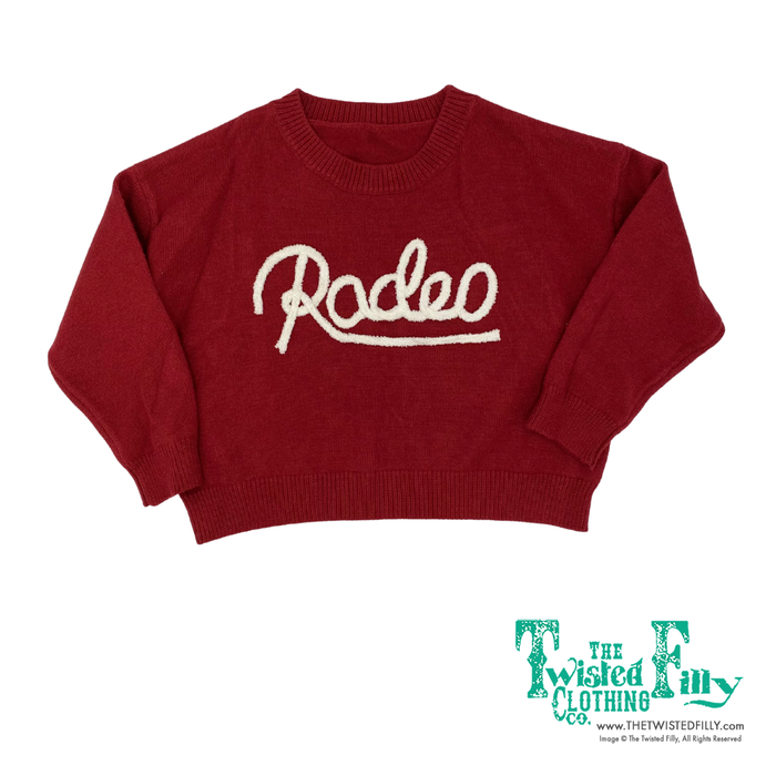 Long sleeve red knitted sweater with Rodeo detail