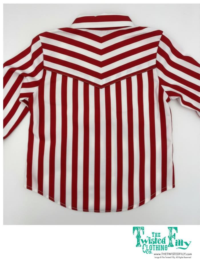 Red Striped - Youth - LS Pearl Snap