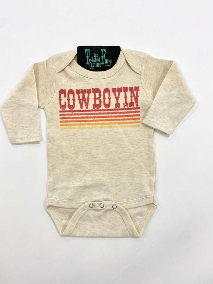 Retro Cowboyin - L/S Infant One Piece - Oatmeal