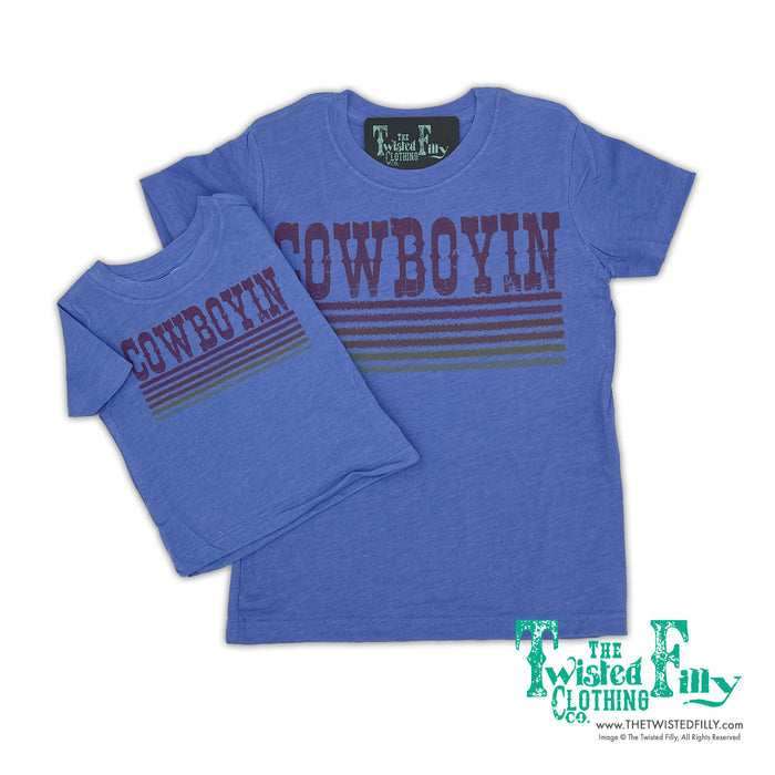 Retro Cowboyin - S/S Boys Toddler Tee - Blue