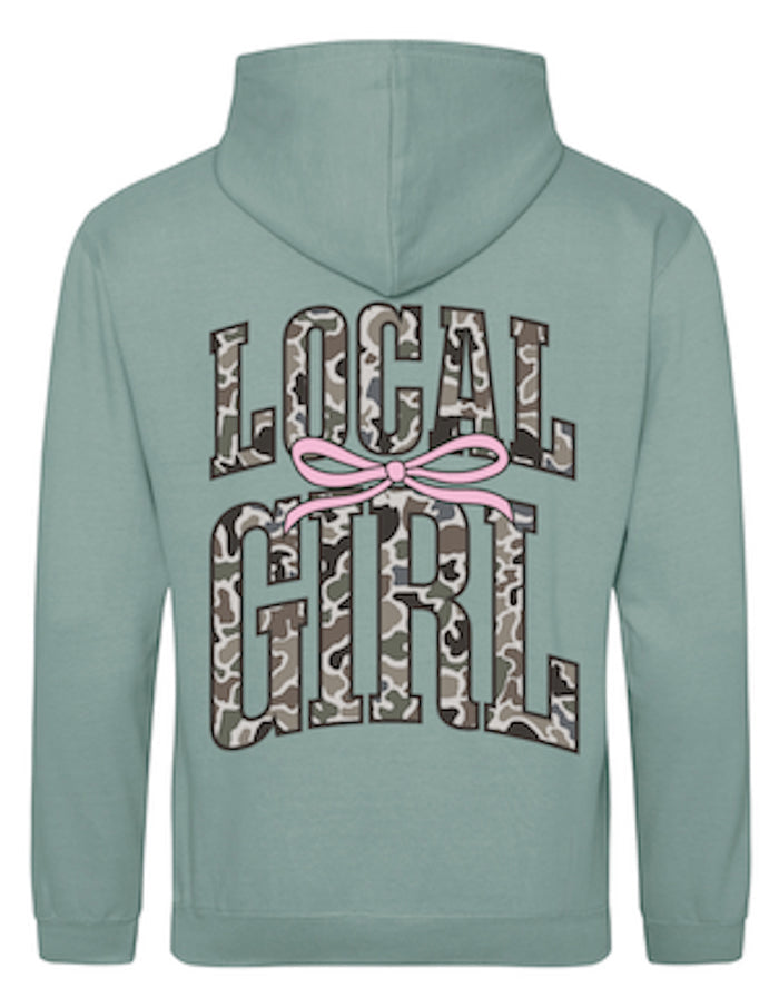 Ribbon Bow Hoodie in Dusty Green