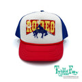 Foam trucker snapback with Rodeo and bucking cowboy design
