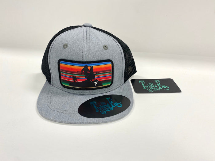 Serape Calf Roper - Youth/Adult Trucker Hat - Black/Gray