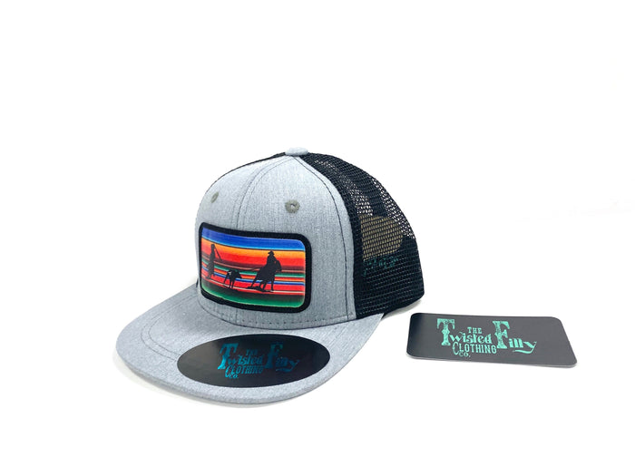 Serape Team Roper - Youth/Adult Trucker Hat - Black/Gray