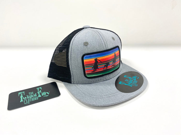 Serape Team Roper - Youth/Adult Trucker Hat - Black/Gray
