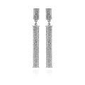 Elevate any outfit with the Vince Camuto Silvertone Crystal Stone Drop Earrings—these long, rectangular earrings dazzle with shimmering crystal accents and a sleek vertical bar design suspended from matching stud tops, bringing a touch of sophisticated sparkle to your look.