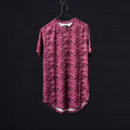 flatlay SM'20 Established Tee in burgundy camo print, front view