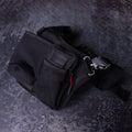 Flatlay of SM'23 Crossbody bag in black, angled view