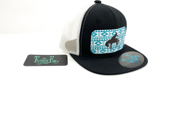 Southwest Saddle Bronc - Youth/Adult Trucker Hat - Black/White