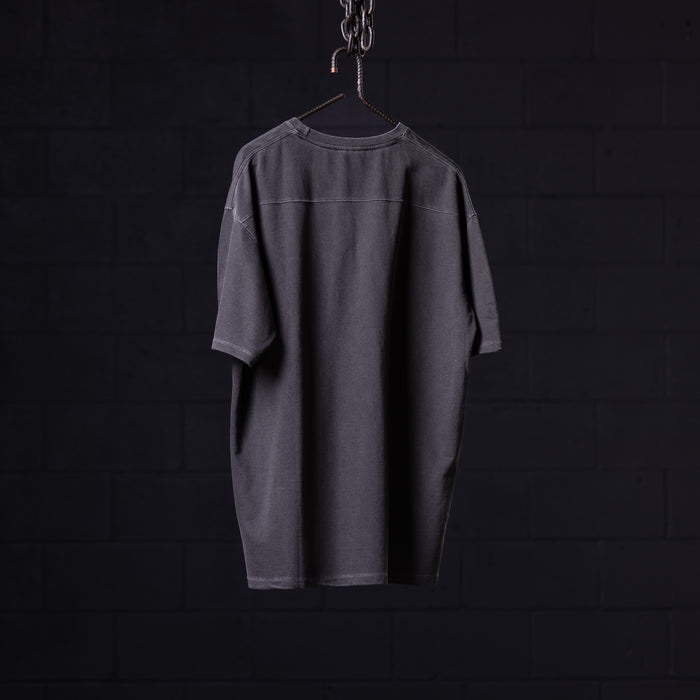 flatlay SP'22 Stone Washed Oversized Tee in charcoal grey, back view