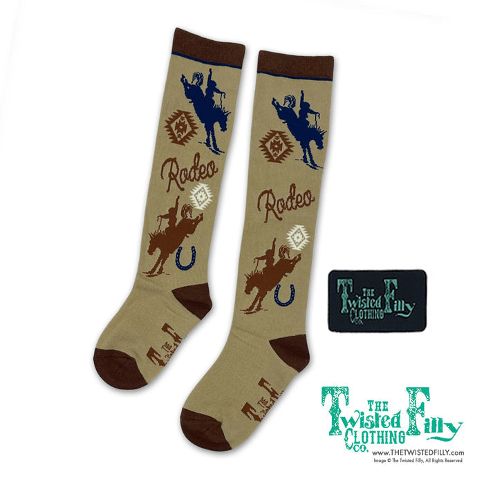 Tan & Blue Rodeo Toddler Boot Socks