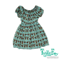 Teal short sleeve dress with howdy cowboy pattern