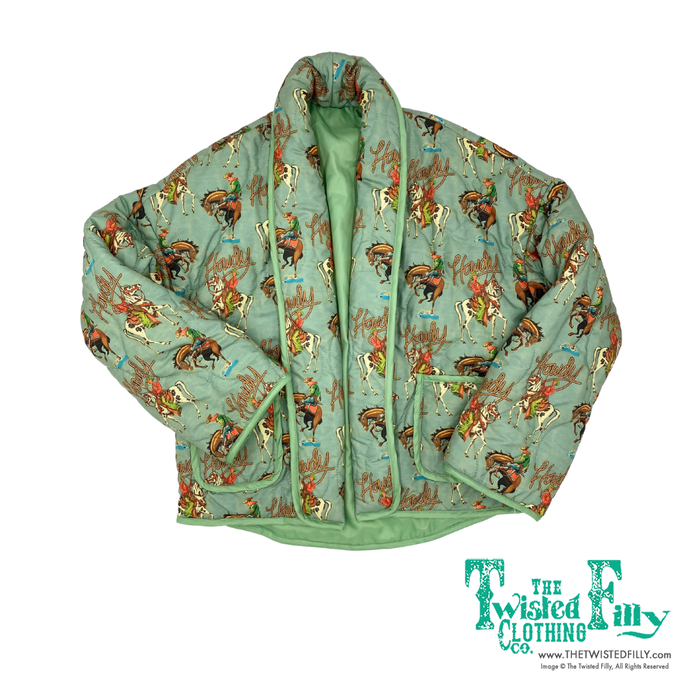 Teal Howdy - Youth Quilted Jacket - The Twisted Filly