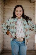 Turquoise Howdy - Infant Zip Up Bomber Jacket
