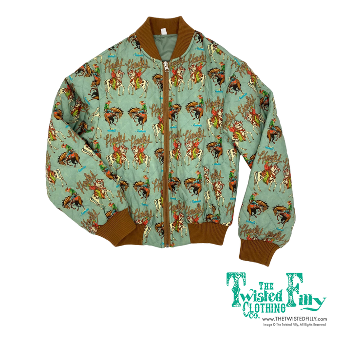 Turquoise Howdy - Youth Zip Up Bomber Jacket