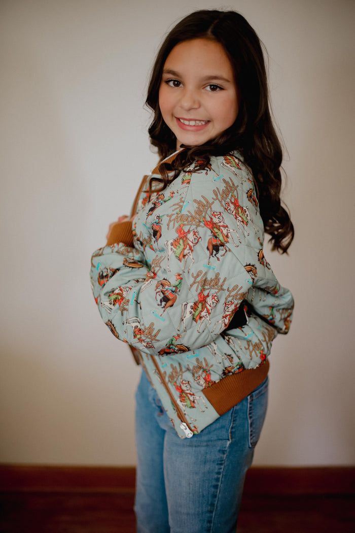 Turquoise Howdy - Youth Zip Up Bomber Jacket