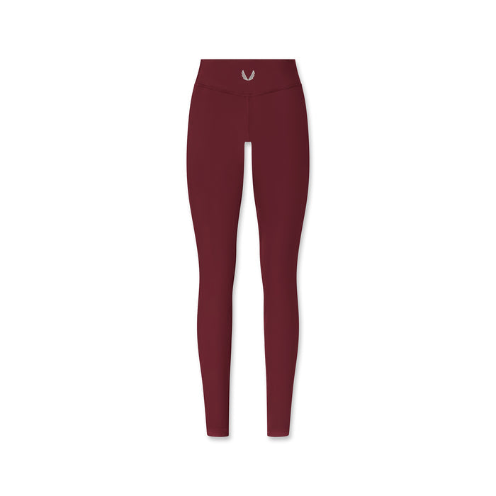 flatlay W002 LYCRA® ADAPTIV Legging in crimson, full length front view