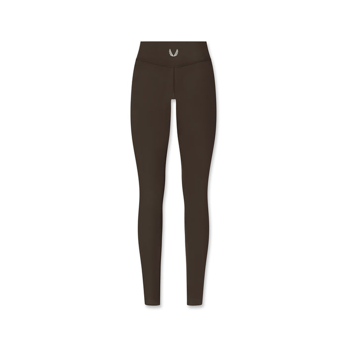 flatlay LYCRA® ADAPTIV legging in dark earth, front view