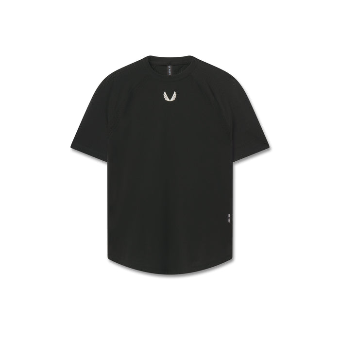 flatlay Black Laser-Vent Established Tee displayed on mannequin, front view