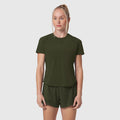 Laser-Vent Established Tee in olive paired with matching shorts, worn by model facing camera