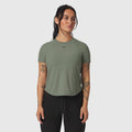 Sage green Laser-Vent Established Tee on model, front view